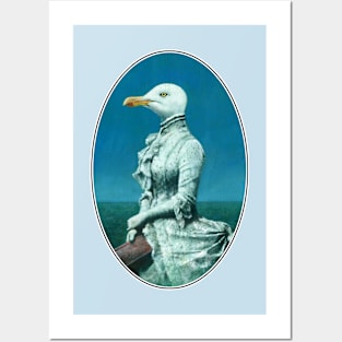 Victorian seagull Lady Oval Posters and Art